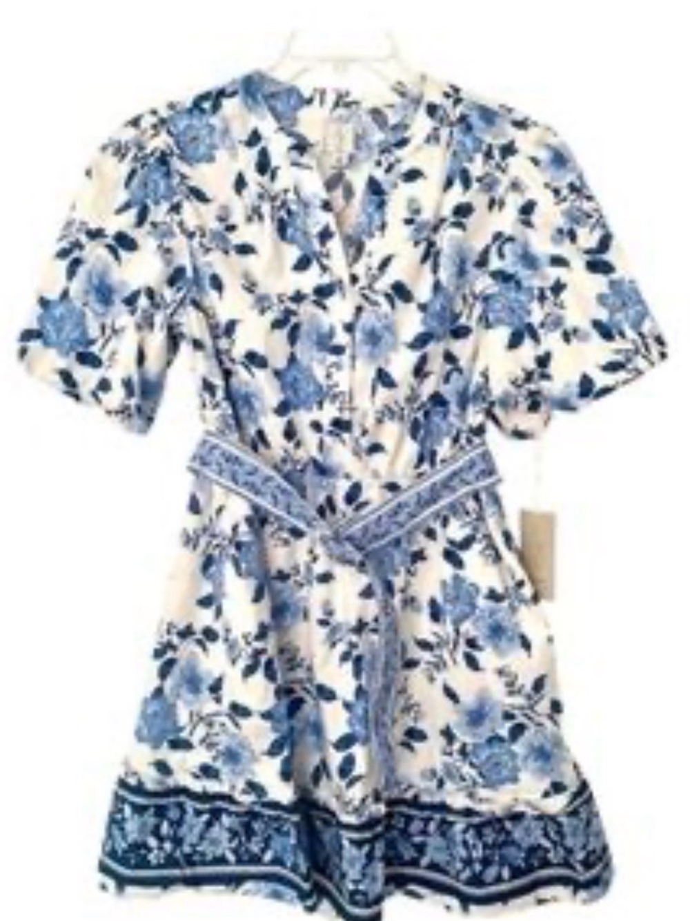 Joie Blue and White Floral Belted Dress